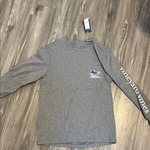 Vineyard Vines Hockey Men's Heather Gray Long Sleeve Tee